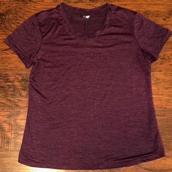 EUC Avia V-Neck Short Sleeve Burgundy Top (L) - Picture 1 of 3